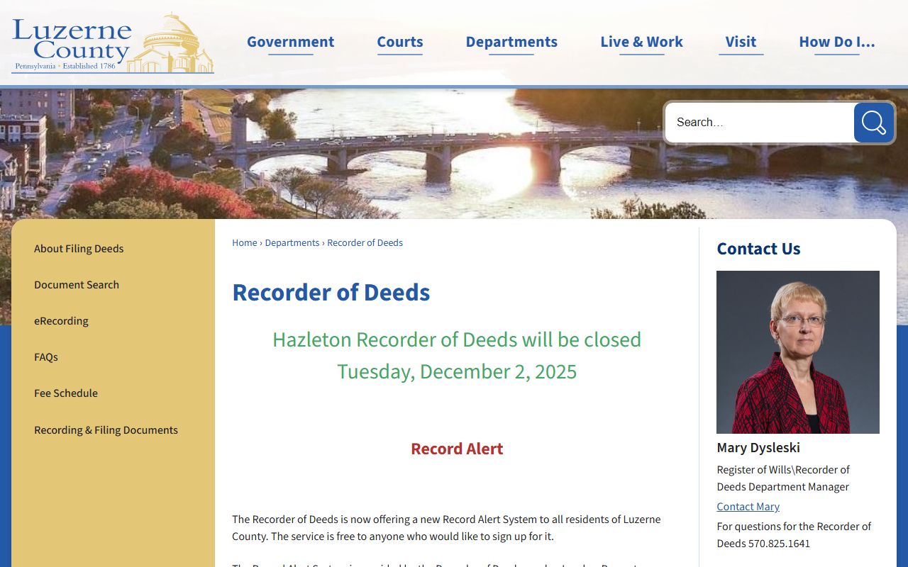 Luzerne County public records Recorder of Deeds office