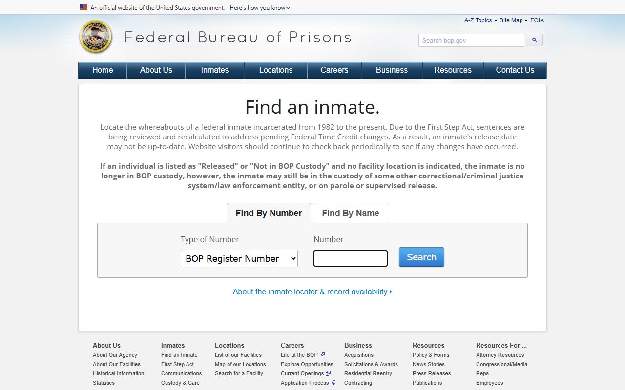 Luzerne County released inmates federal search on the Bureau of Prisons locator