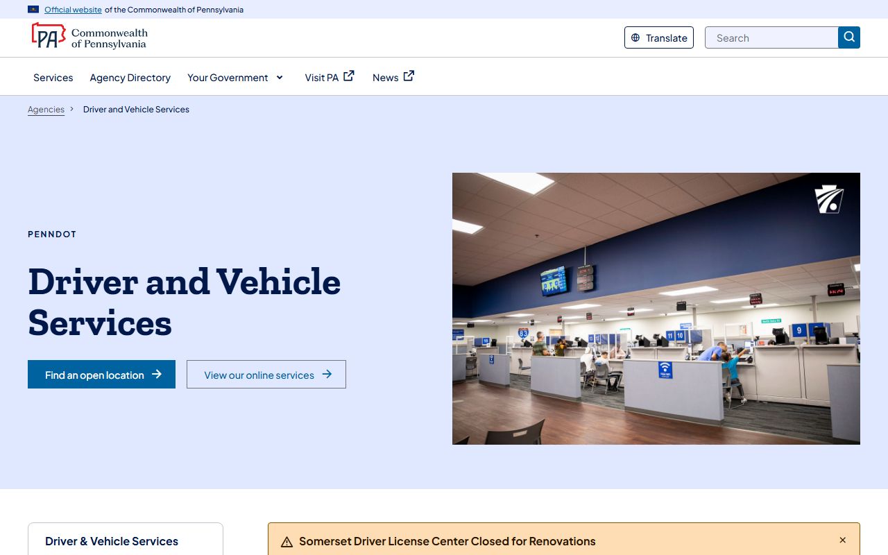 PennDOT driving record points page for Luzerne County traffic court records