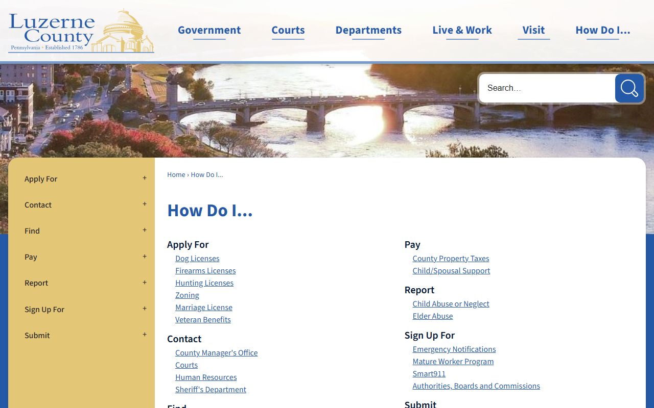 Luzerne County court records and How Do I resource page